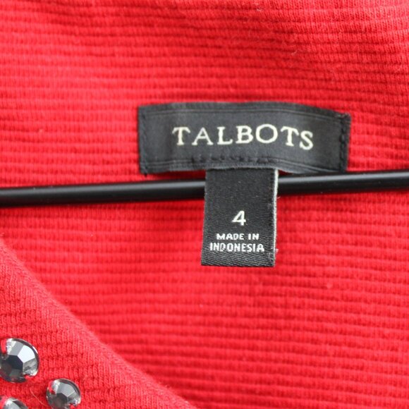 Talbots Red Jewel Embellished Collar Ottoman Ponte Sheath Dress Size 4 / Small - Picture 4 of 7